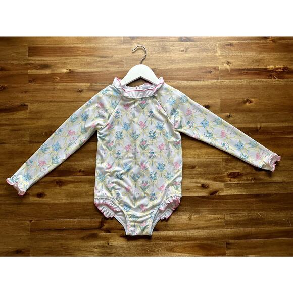Edgehill Collection Sun House Children's Austen Floral Long Sleeve Rash Guard 8 - Picture 2 of 10